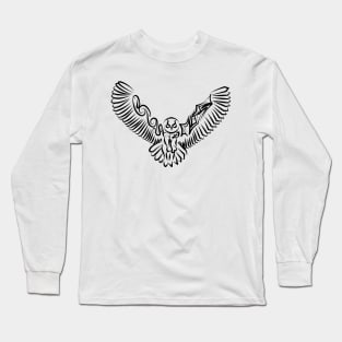 Black and White Tribal Flying Owl Long Sleeve T-Shirt